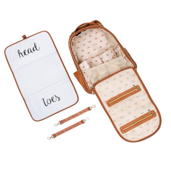 NWT Itzy Ritzy Diaper Bag- Cognac Boss Plus Diaper Bag Backpack - Picture 4 of 6